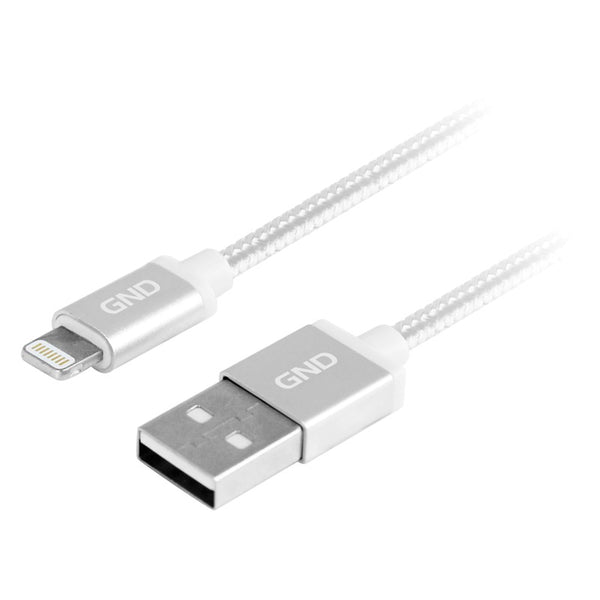 Kabel GND USB / lightning MFI, 1m, opletený (LIGHTN100MM05) stříbrný